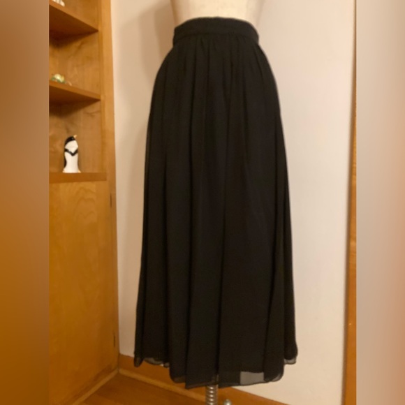 More’lle Dresses & Skirts - More’lle Pleated Black Maxi Skirt Silk Sheer Lined